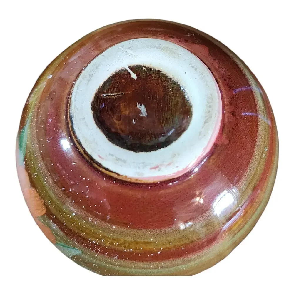 Small Ceramic Vase Set of 3 with Hand painted Floral Designs and Glazed Finish